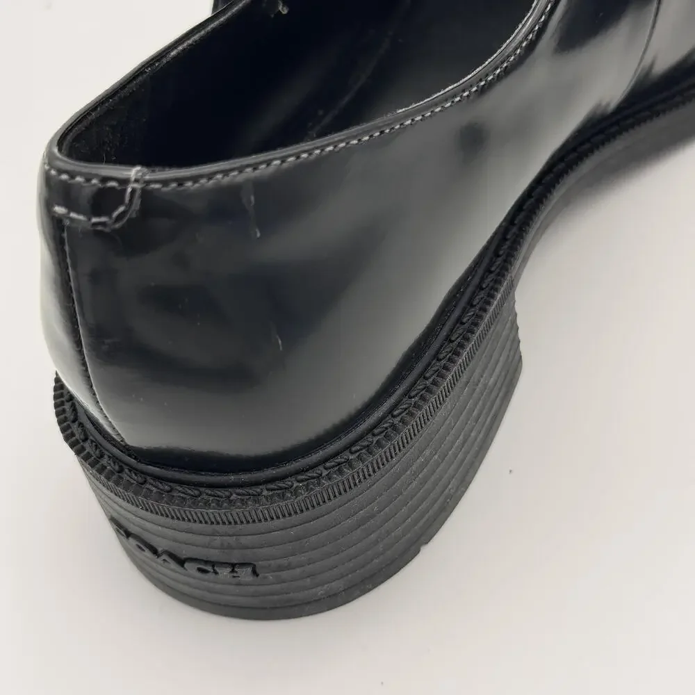 Coach Tea Rose Mary Jane Flats Womens size 7.5 Patent Leather Black Buckle Shoes